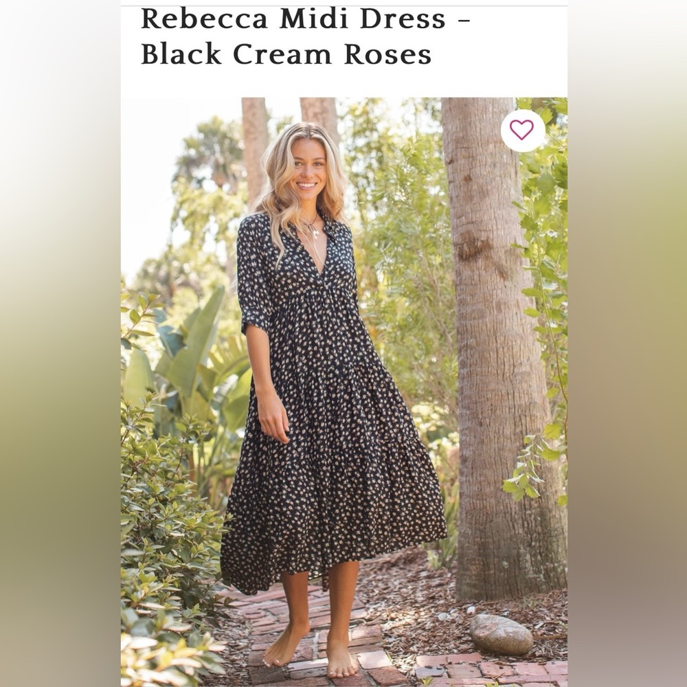 Natural Life Rebecca MIDI Medium Black cream roses